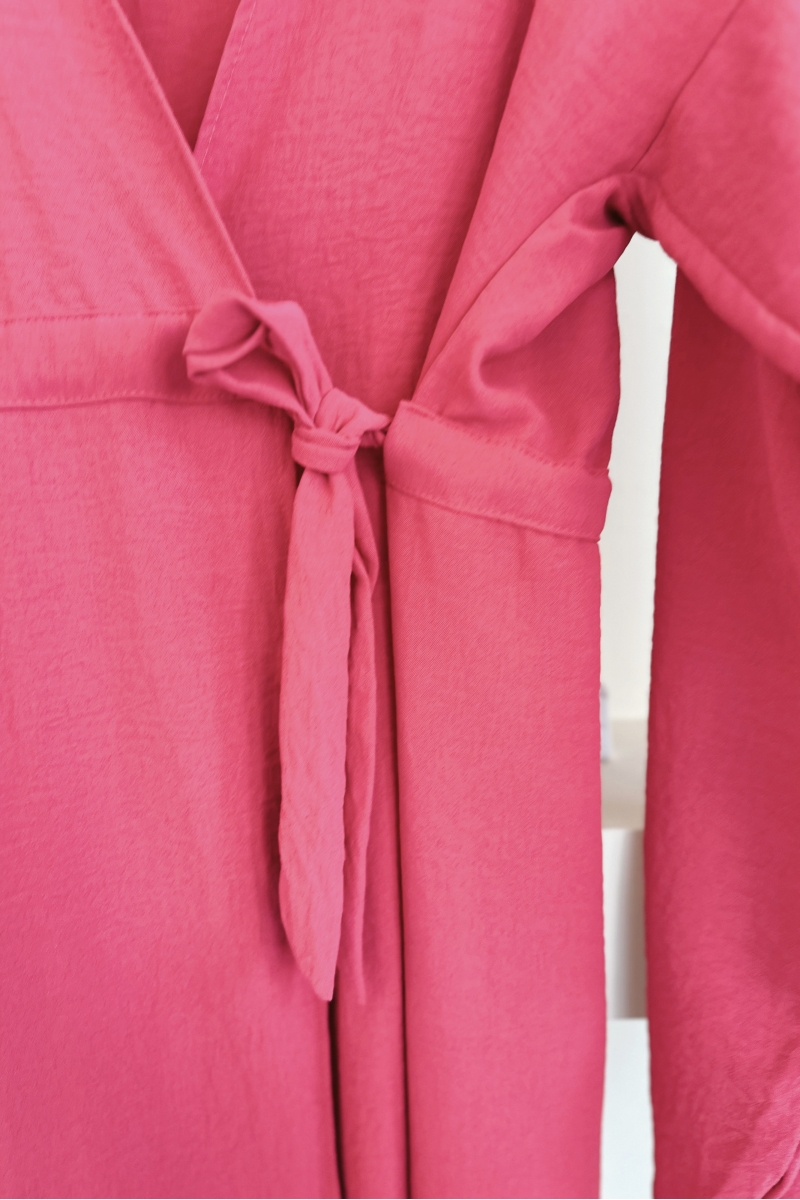 MO289 Bel Bağlamalı Pembe Kimono