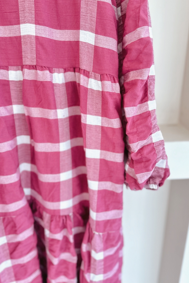MO188 Gofre Pembe Elbise
