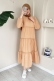 MO125 Dikilşli Kat Kat Camel Elbise 