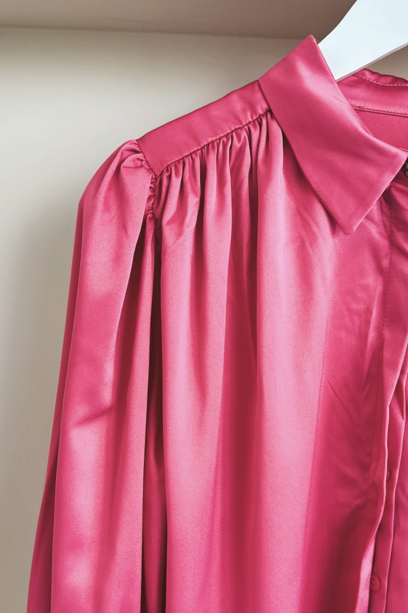MO287 Kol Katlama Detaylı Pembe Tunik
