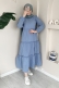 MO125 Dikilşli Kat Kat Mavi Elbise 