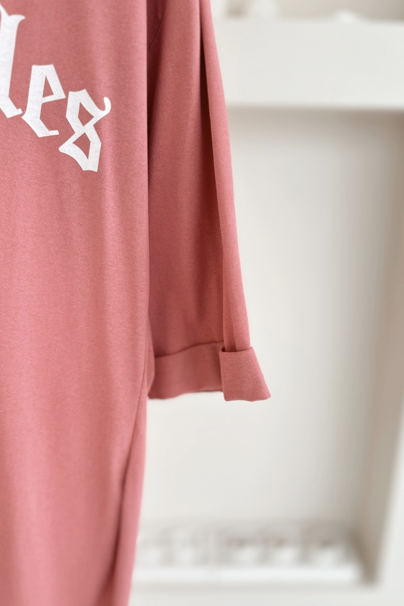 MO12834 Los Angeles Baskılı Pudra T-Shirt  