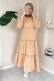 MO125 Dikilşli Kat Kat Camel Elbise 