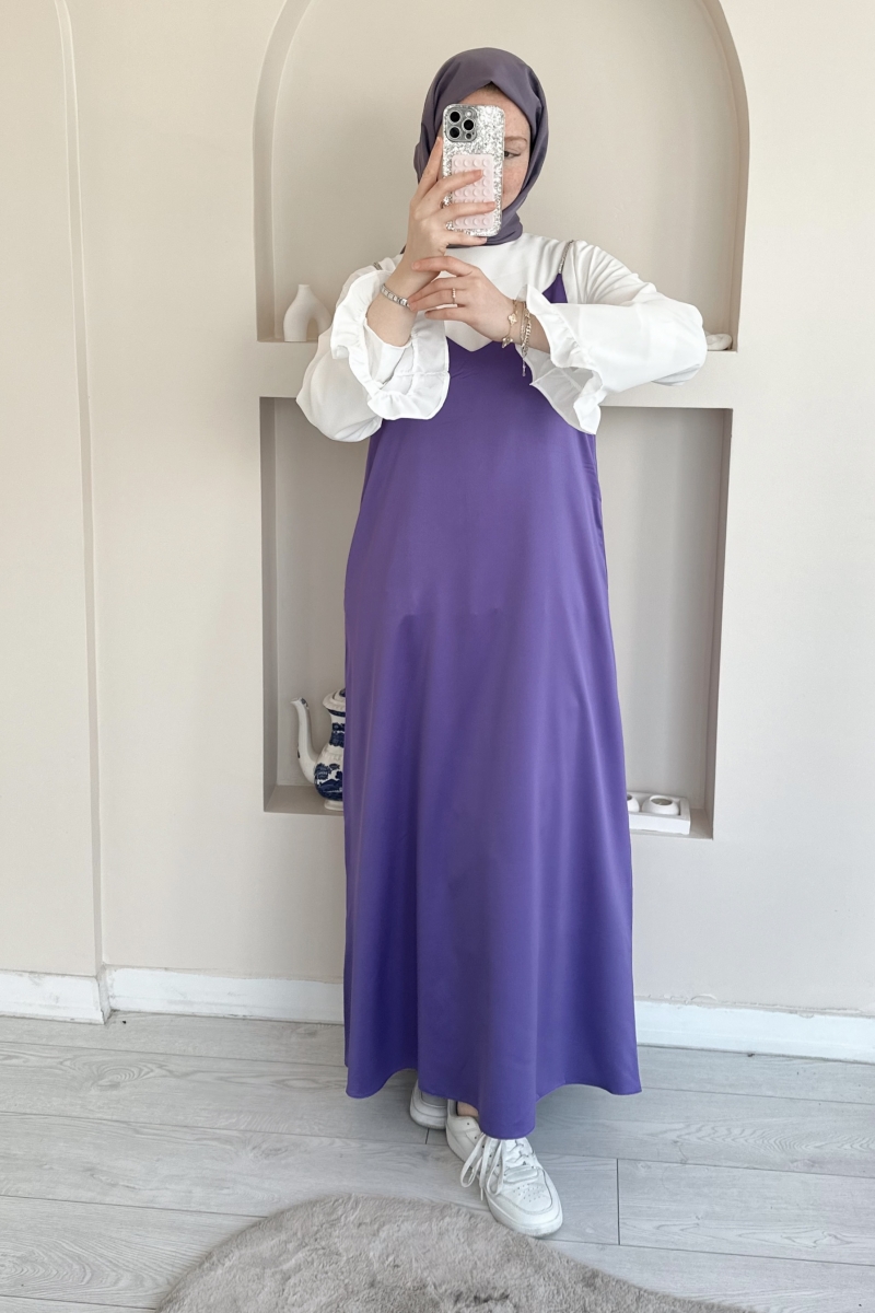 MO311 Saten Askılı Lila Jile