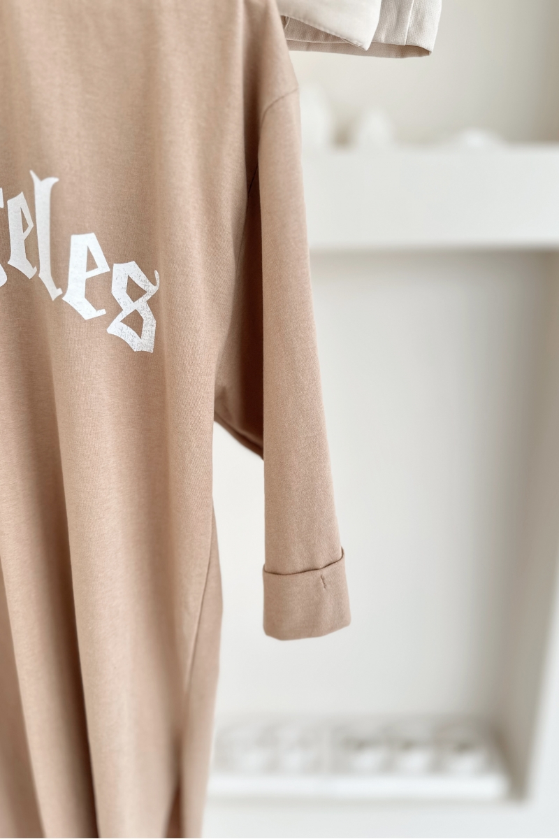 MO12834 Los Angeles Baskılı Camel T-Shirt   