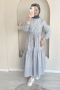 MO312 Kuş Desenli Kırmızı Elbise