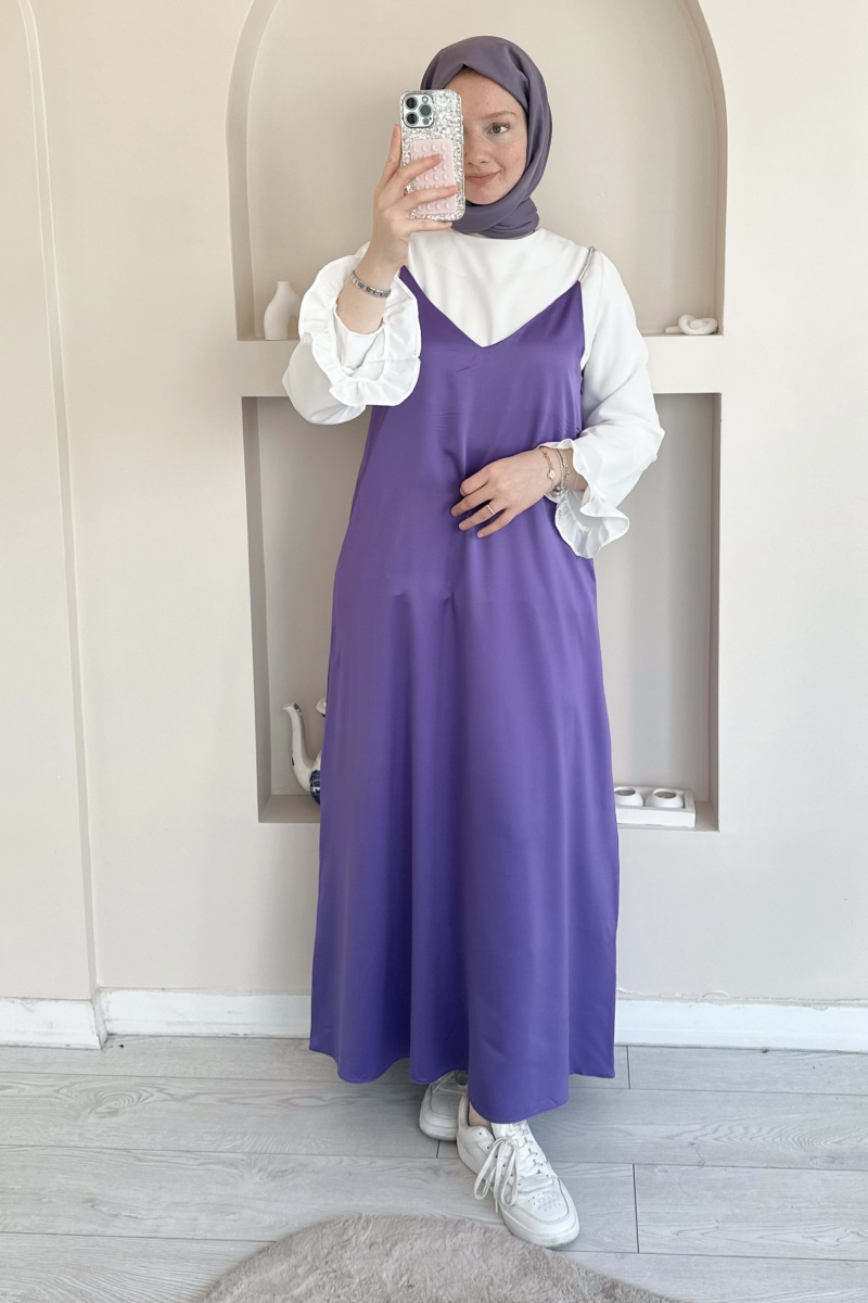 MO311 Saten Askılı Lila Jile