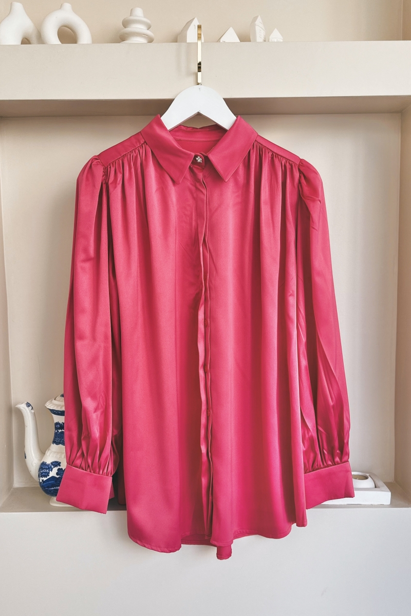 MO287 Kol Katlama Detaylı Pembe Tunik
