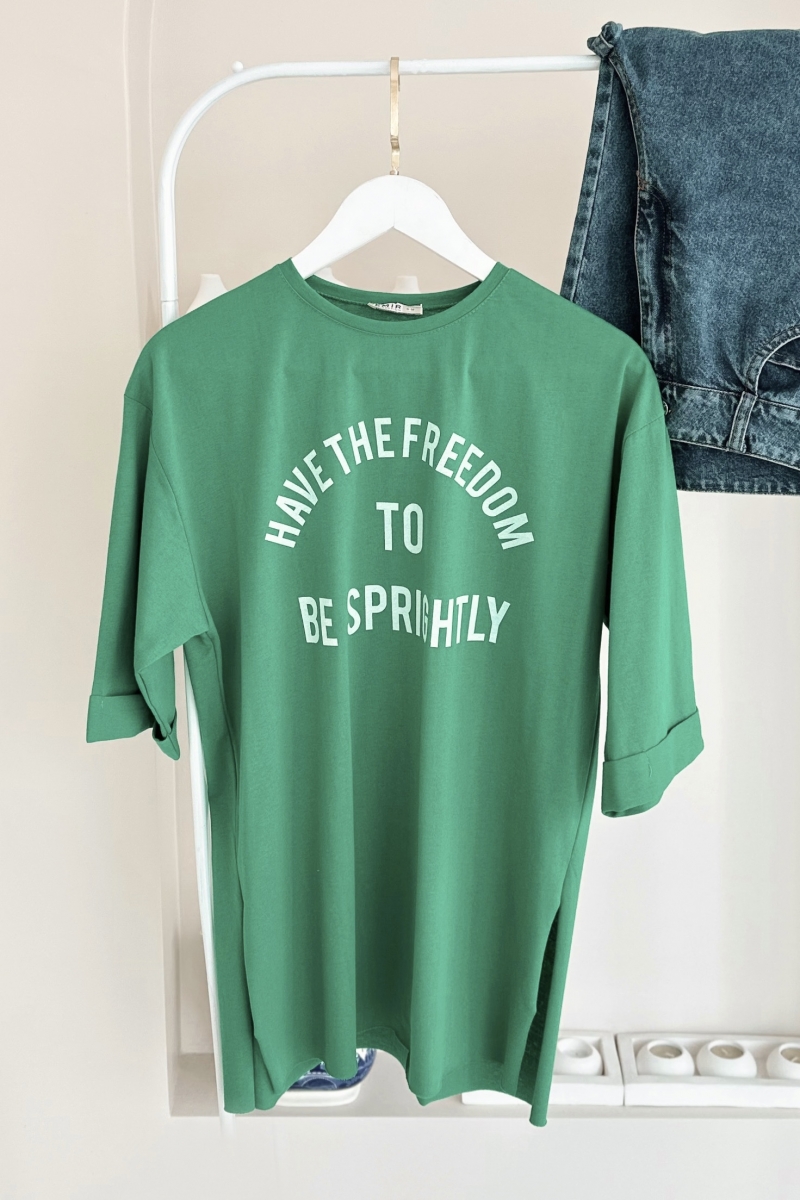 MO326 Have Baskılı Yeşil T-shirt  