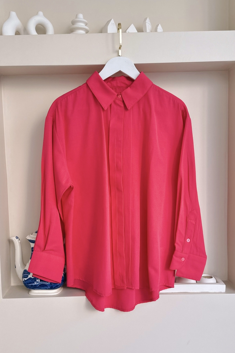 MO286 Düğmeli Yakalı Pembe Tunik 