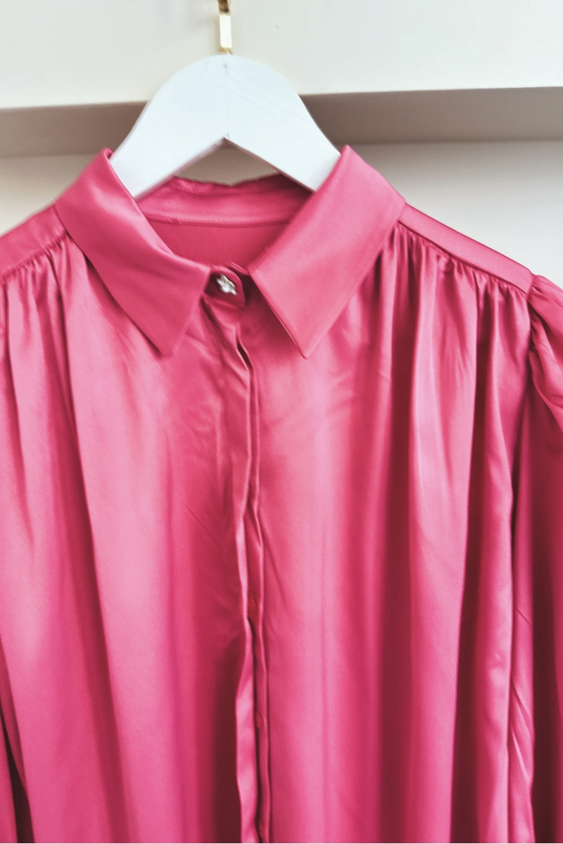 MO287 Kol Katlama Detaylı Pembe Tunik