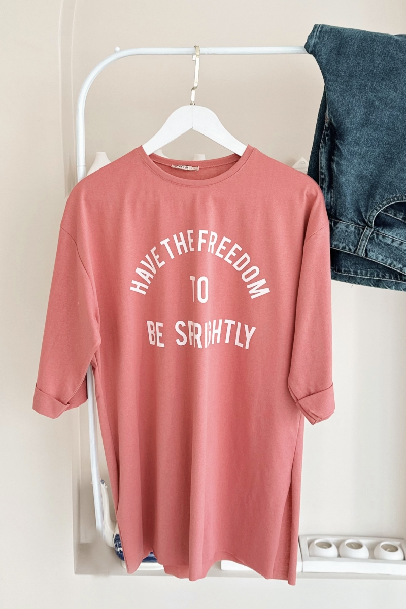MO326 Have Baskılı Pembe T-shirt  