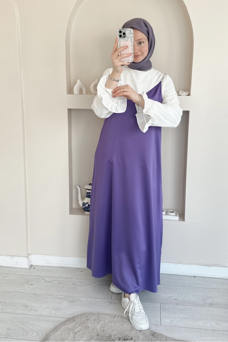 MO311 Saten Askılı Lila Jile