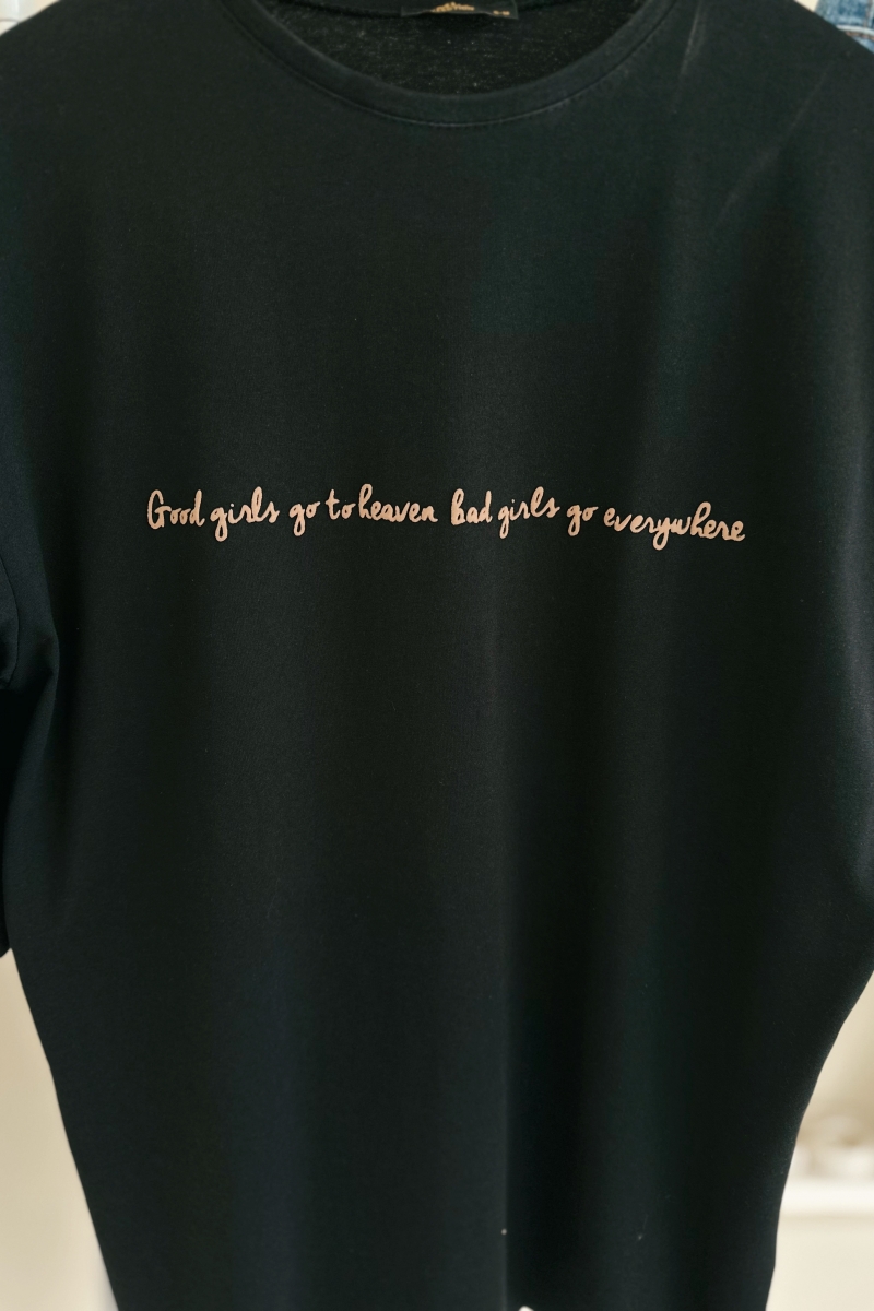 MO12836 Good Baskılı Siyah T-Shirt  
