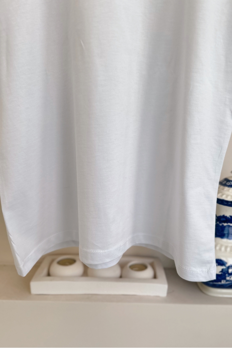 MO178 Kadın Beyaz Boğazlı T-Shirt