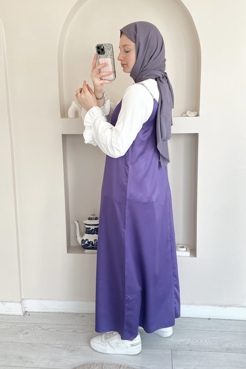 MO311 Saten Askılı Lila Jile