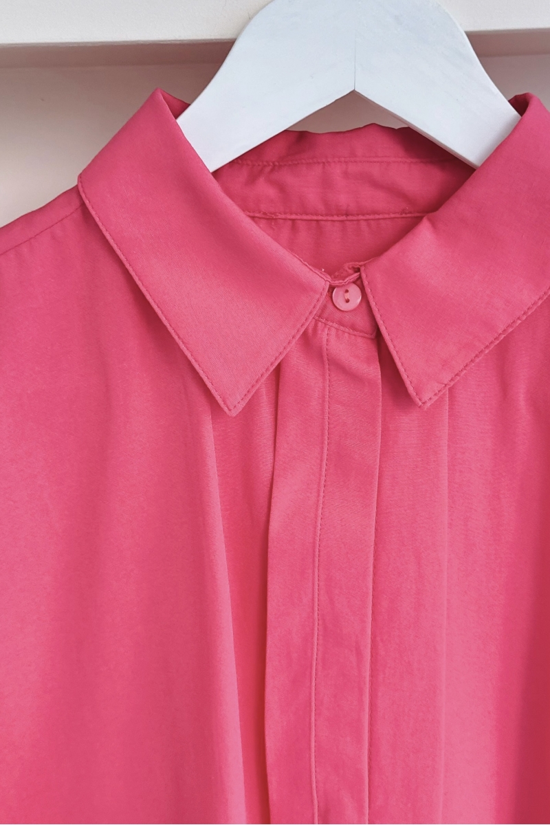 MO286 Düğmeli Yakalı Pembe Tunik 