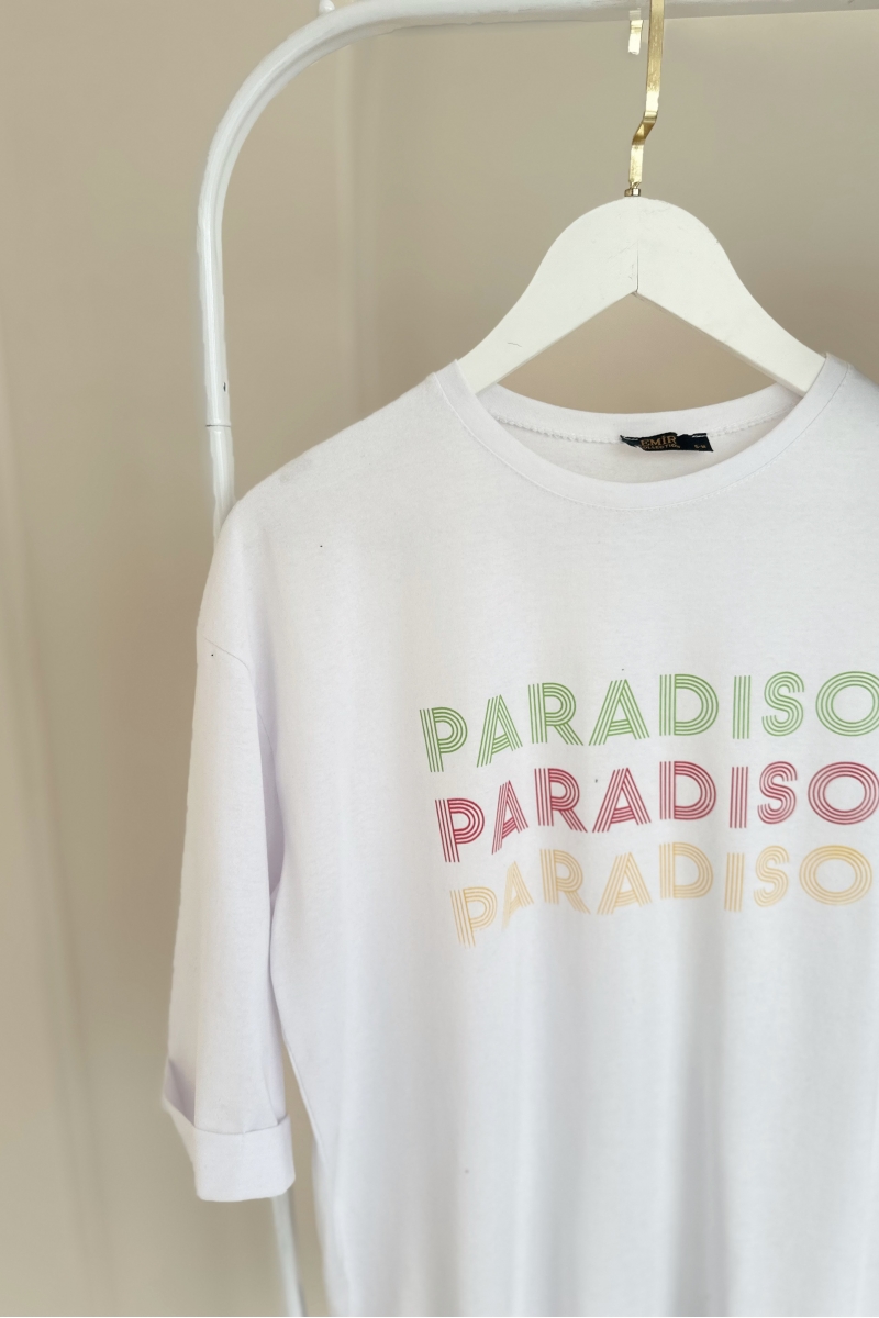 MO324 Paradıso Baskılı Beyaz T-shirt