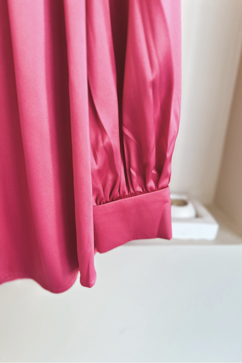 MO287 Kol Katlama Detaylı Pembe Tunik