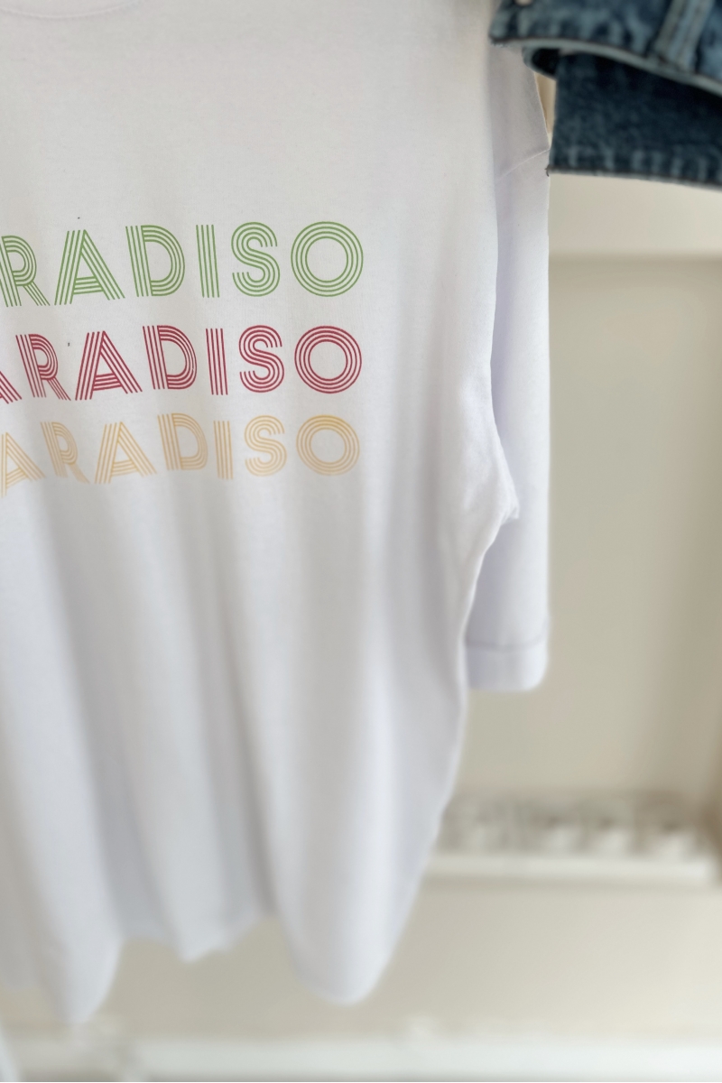MO324 Paradıso Baskılı Beyaz T-shirt