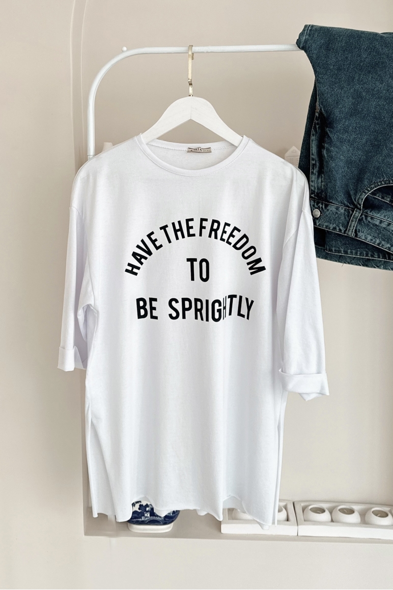 MO326 Have Baskılı Beyaz T-shirt 