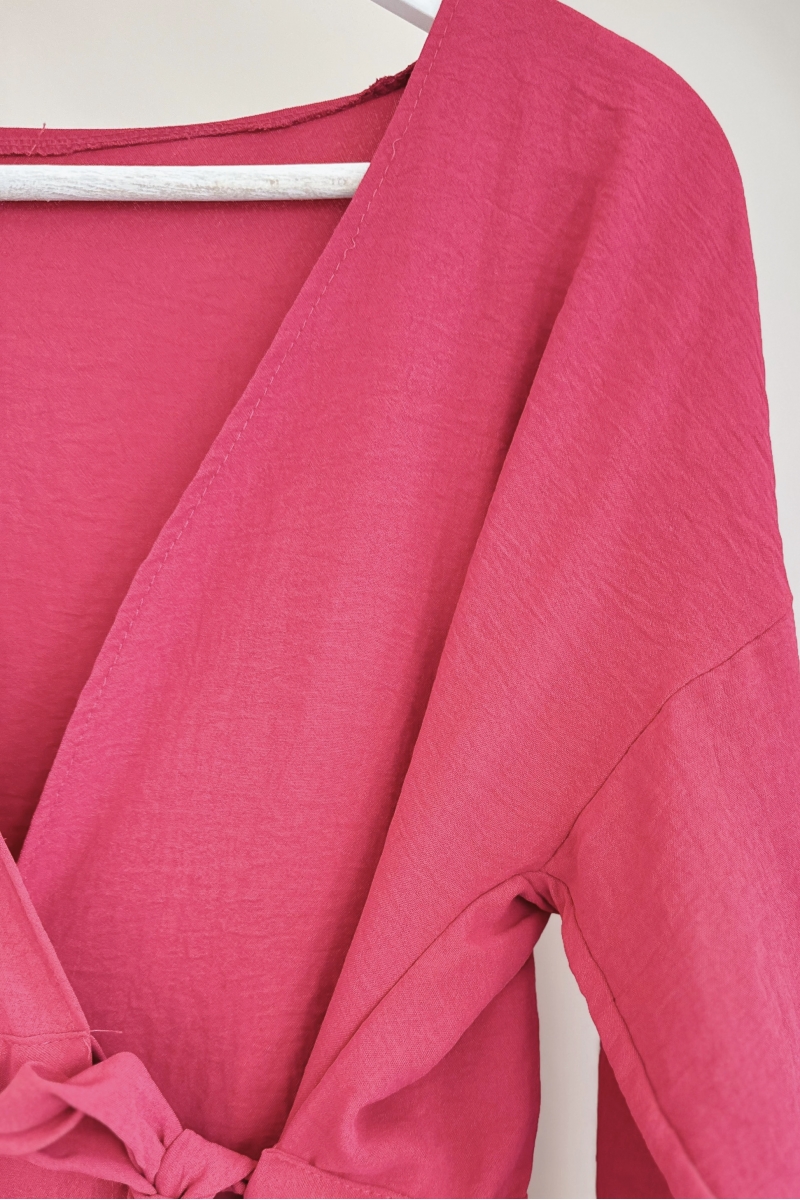 MO289 Bel Bağlamalı Pembe Kimono