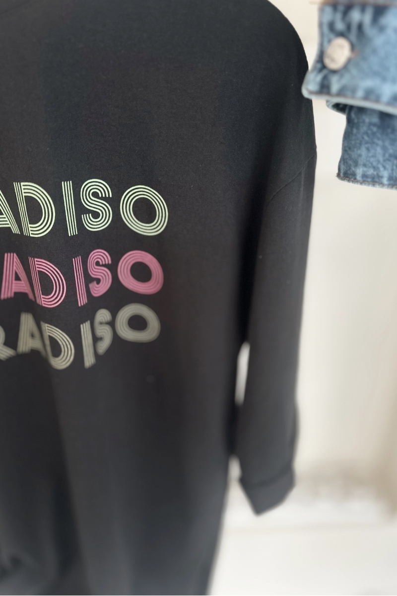 MO324 Paradıso Baskılı Siyah T-shirt 