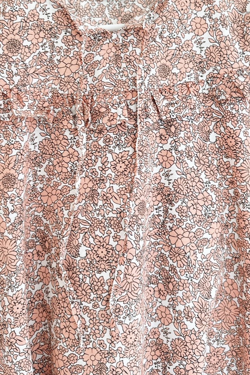 MO307 Kuşaklı Sık Desenli Pembe Elbise