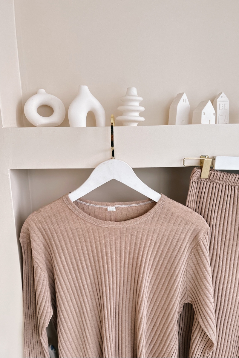 MO102 Fitilli Yırtmaçlı Camel  Alt Üst Takım