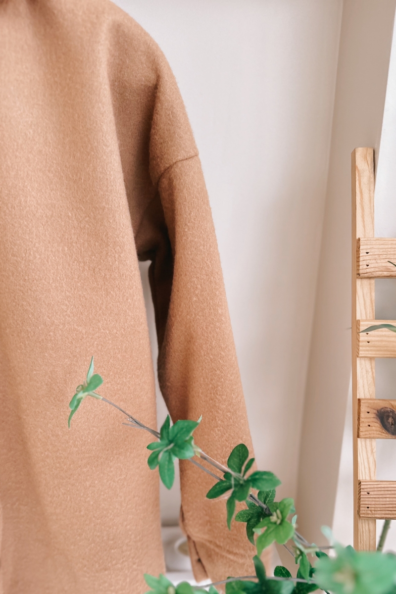 MO240 Düğmeli Camel Kaşe Ceket