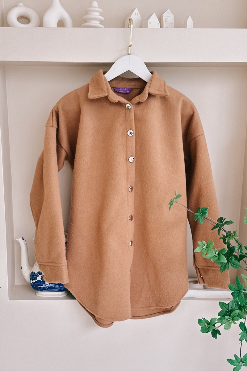 MO240 Düğmeli Camel Kaşe Ceket