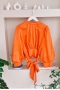 MO252 Balon Kol Turuncu Saten Tunik